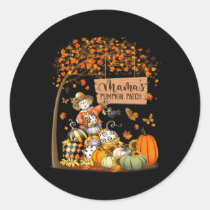 Mama's Pumpkin Patch Herbstlaube Scarecrow Thanksg Runder Aufkleber