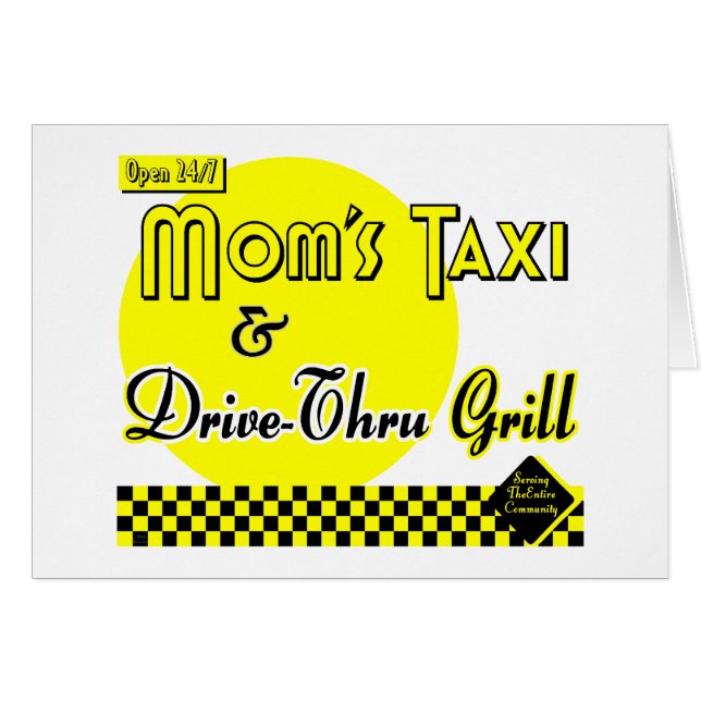 Mamas Taxi & Drive-Thru Retro Kunstkarte (Vorderseite (Horizontal))