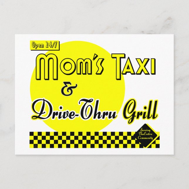 Mamas Taxi- und Drive-Thru-Grill-leere Postkarte (Vorderseite)