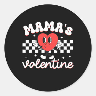 Mama's Valentine Heart Funny Valentinstag Boys K Runder Aufkleber