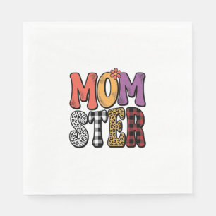 Mamas Vintage-Mama-Leoparden-Kariert-Typografie-De Serviette