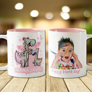 Mamasaurus Dino Mama Happy Birthday Foto Custom Zweifarbige Tasse