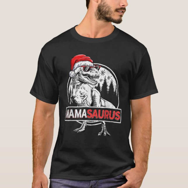 Mamasaurus Dinosaur Christmas Pajamas T rex Famile T-Shirt (Vorderseite)