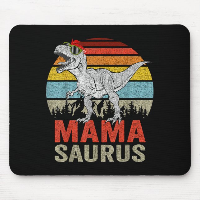 Mamasaurus Dinosaur Mama Saurus T Rex Lustige Fami Mousepad (Vorne)