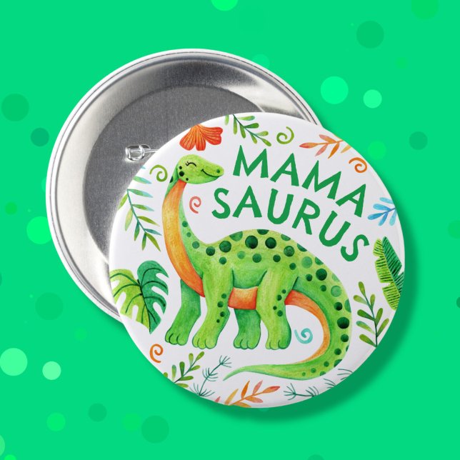 Mamasaurus Dinosaurier-Mama des Geburtstagsjungen Button (Mamasaurus Dinosaur Mom of the Birthday Boy Button)
