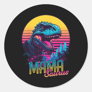 Mamasaurus Funny Dinosaur Mama Saurus Trex Mama Mo Runder Aufkleber