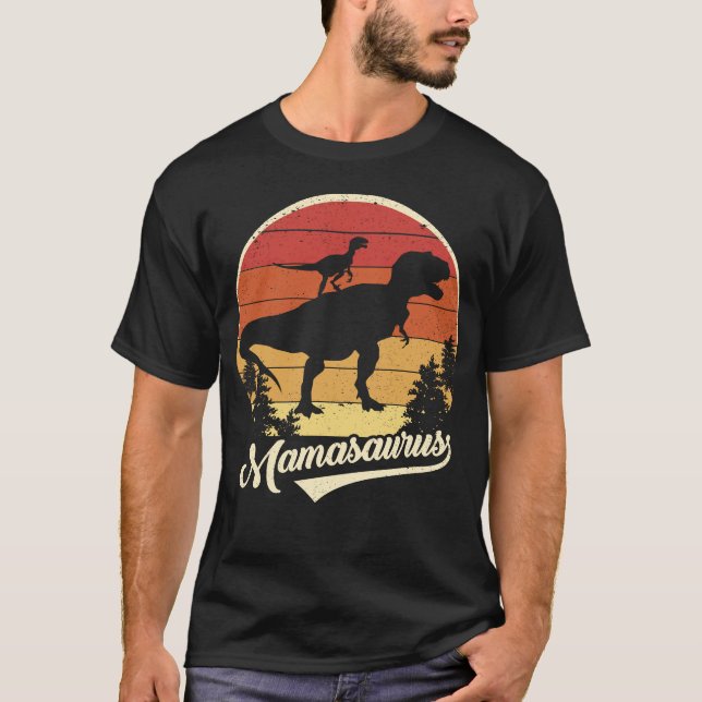 Mamasaurus Mama Trex Dinosaur Funny Graphic Retro T-Shirt (Vorderseite)