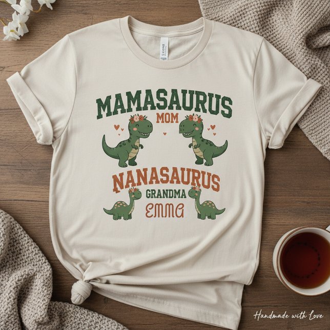 Mamasaurus & Nanasaurus Personalized Dinosaur  Tri-Blend Shirt (Von Creator hochgeladen)