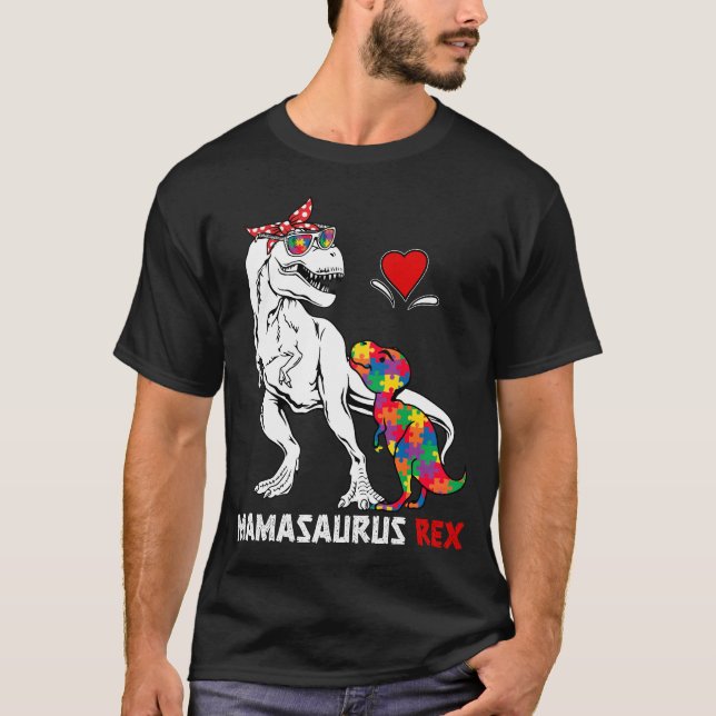 Mamasaurus Rex Autismus Bewusstsein Autistische Ki T-Shirt (Vorderseite)