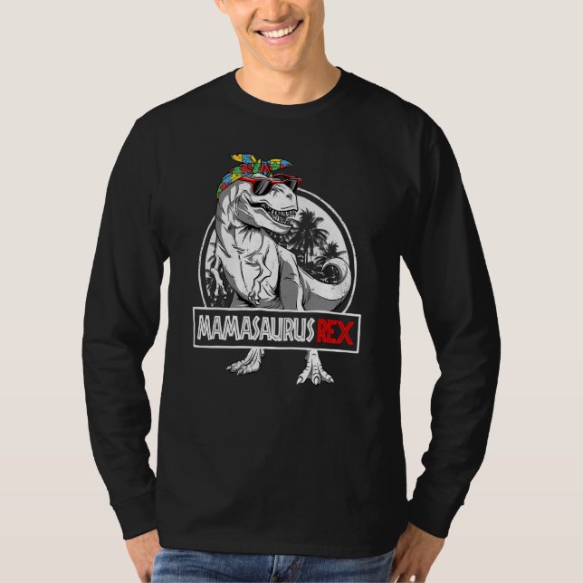 Mamasaurus Rex Dinosaur Mama Saurus Autism Awarene T-Shirt (Vorderseite)