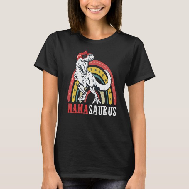 Mamasaurus Rex Dinosaur Rainbow Mama Saurus Mothe T-Shirt (Vorderseite)