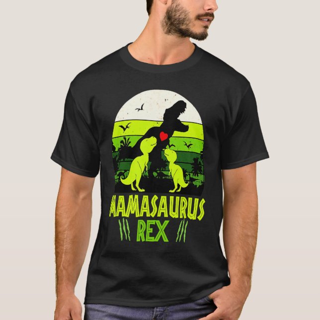 Mamasaurus Rex I Two Kids Mom and Dinosaur Mom T-Shirt (Vorderseite)