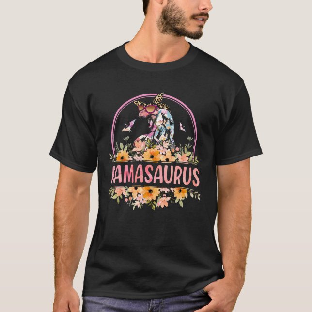 Mamasaurus Rex Mom Dinosaur Leopard Flower Rex Mam T-Shirt (Vorderseite)