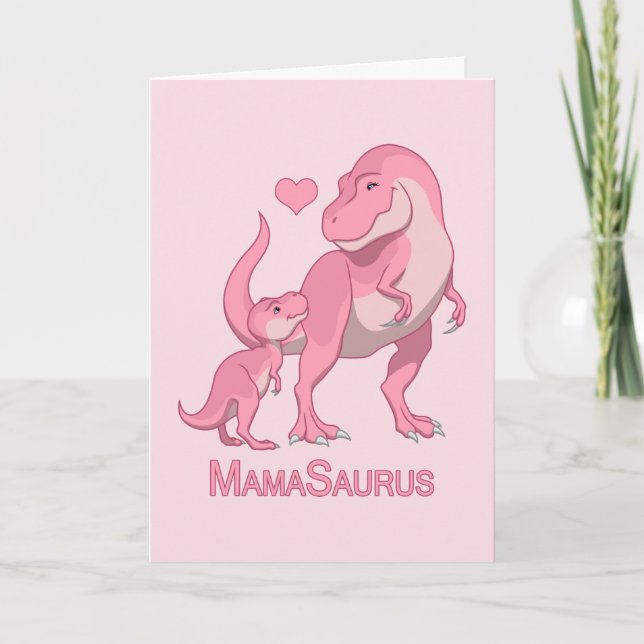 MamaSaurus T-Rex and Baby Girl Dinosaurs Ankündigung (Vorderseite)