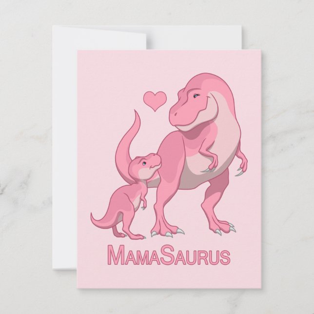 MamaSaurus T-Rex and Baby Girl Dinosaurs Ankündigung (Vorderseite)