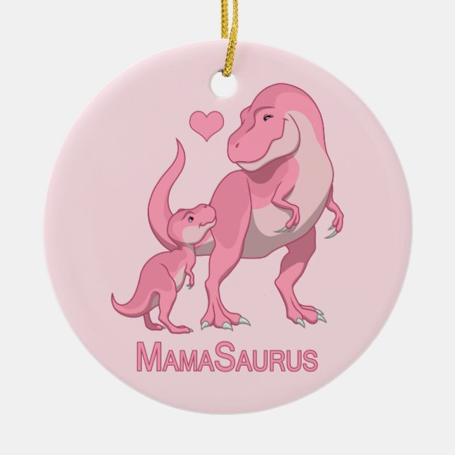MamaSaurus T-Rex and Baby Girl Dinosaurs Keramik Ornament (Vorne)