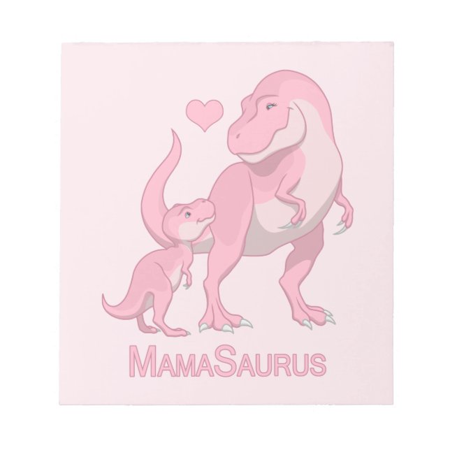 MamaSaurus T-Rex and Baby Girl Dinosaurs Notizblock (Vorderseite)