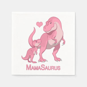 MamaSaurus T-Rex and Baby Girl Dinosaurs Serviette