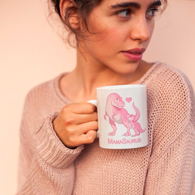 MamaSaurus T-Rex and Baby Girl Dinosaurs Tasse (Von Creator hochgeladen)