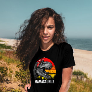 Mamasaurus T-rex Bandana Vintag Retro Sunset T-Shirt