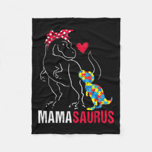 Mamasaurus T Rex Dinosaur Mama Saurus Autism Aware Fleecedecke