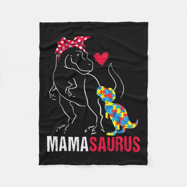 Mamasaurus T Rex Dinosaur Mama Saurus Autism Aware Fleecedecke (Vorderseite)
