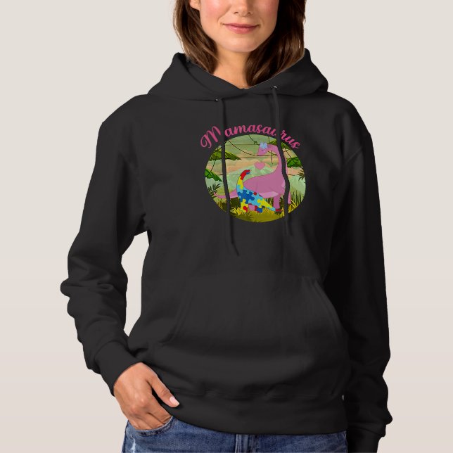 Mamasaurus T Rex Dinosaur Mama Saurus Autism Aware Hoodie (Vorderseite)
