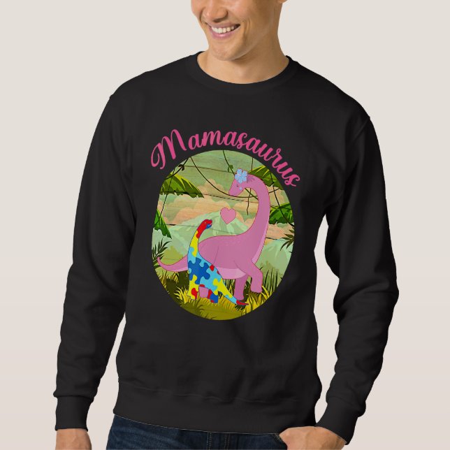 Mamasaurus T Rex Dinosaur Mama Saurus Autism Aware Sweatshirt (Vorderseite)