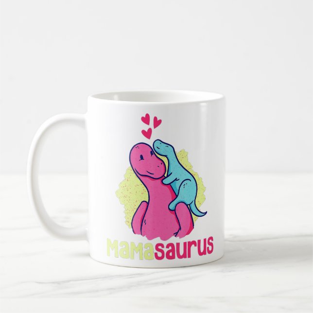 Mamasaurus T Rex Dinosaurier Mama Saurus Muttertag Kaffeetasse (Links)