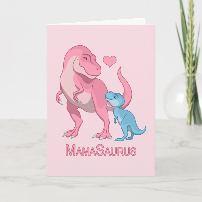 MamaSaurus T-Rex und Baby Boy Dinosaurier Ankündigung (Vorderseite)