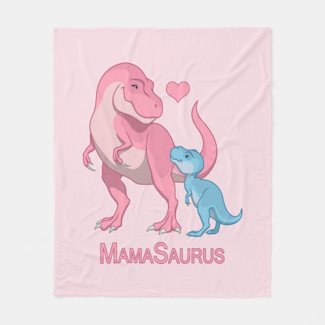 MamaSaurus T-Rex und Baby-Dinosaurier Fleecedecke (Vorderseite)