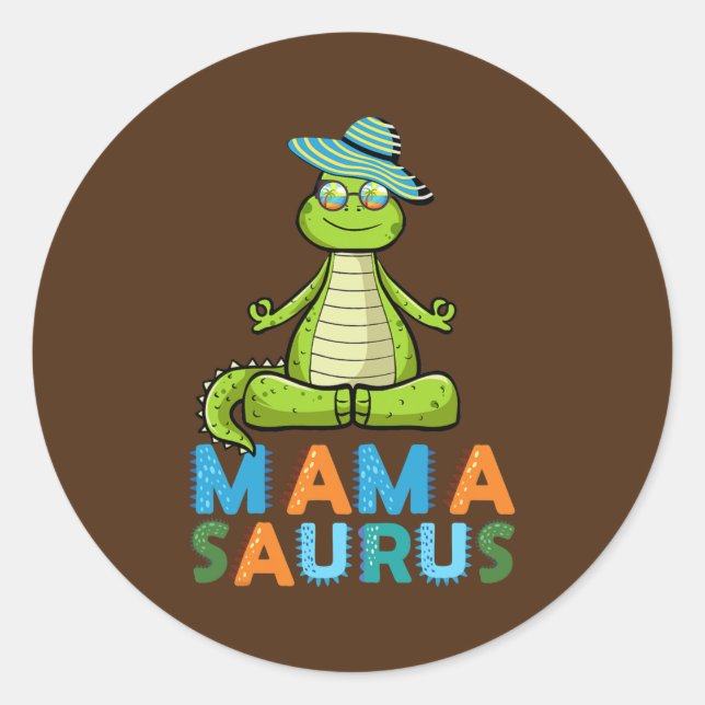 Mamasaurus Vacation Zen Yoga Dinosaur Mama Mutter Runder Aufkleber (Vorderseite)
