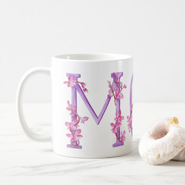 Mamatextorchideenkunst-Malerei-Tasse Tasse (Mit Donut)