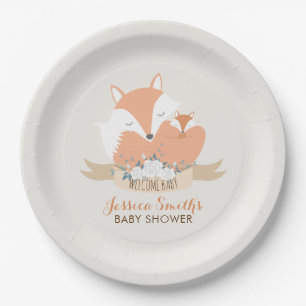 Mamaund Babyfox-Baby-Dusche personalisiert Pappteller