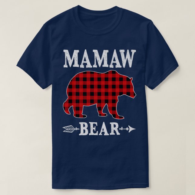 Mamaw Bear Christmas Pajama Red Kariert Buffalo Fa T-Shirt (Design vorne)