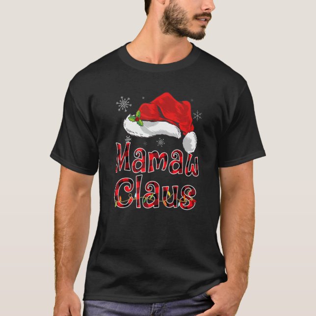 Mamaw Claus Christmas Red Plaid Family Matching Pa T-Shirt (Vorderseite)