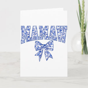 Mamaw Coquette Toile Blaues Blumen-Schleifen-Mutte Karte