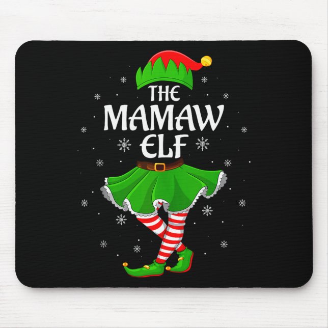 Mamaw Elf Christmas Family Girls Women Elf Squad X Mousepad (Vorne)
