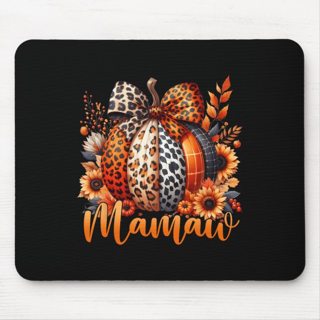 Mamaw Erntedank Leopard Pumpkin Sonnenblume Coque Mousepad (Vorne)