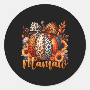 Mamaw Erntedank Leopard Pumpkin Sonnenblume Coque Runder Aufkleber