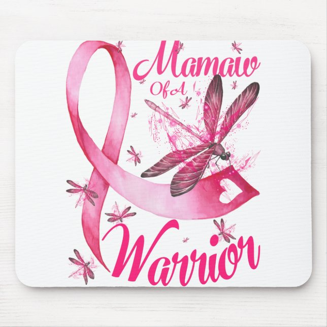 Mamaw of a Warrior Dragonfly Brustkrebs Mousepad (Vorne)