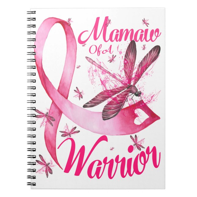Mamaw of a Warrior Dragonfly Brustkrebs Notizblock (Vorderseite)