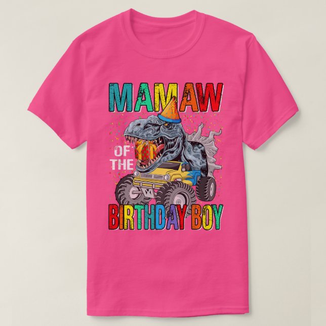 Mamaw Of The Birthday Boy Monster Truck Dinosaur  T-Shirt (Design vorne)