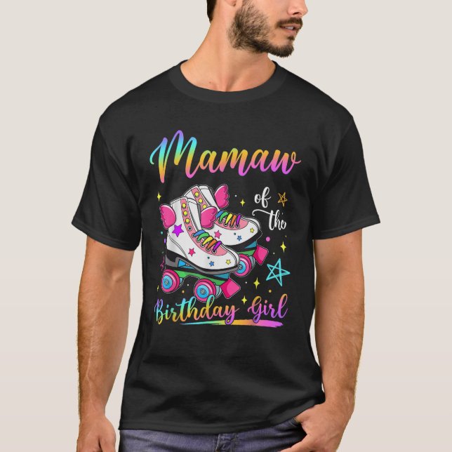 Mamaw of the Birthday Girl Rolling Skate Family T-Shirt (Vorderseite)