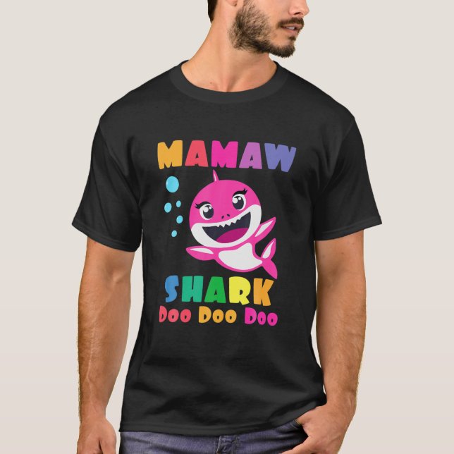 Mamaw Shark Geschenk Niedliche Baby Shark Family M T-Shirt (Vorderseite)