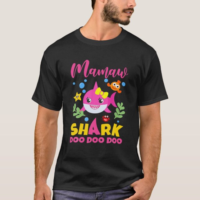 Mamaw Shark Geschenk Niedliche Baby Shark Family M T-Shirt (Vorderseite)