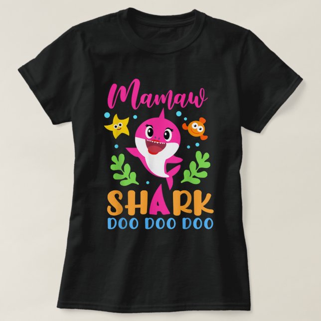 Mamaw Shark Mamaw Shark Lover Familienmüttertag T-Shirt (Design vorne)