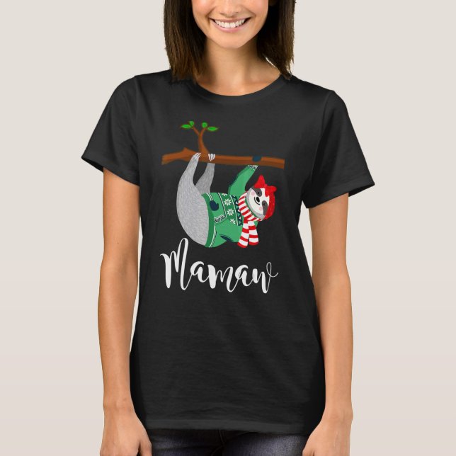 Mamaw Sloth Weihnachtsmannmütze Christmas Pajama F T-Shirt (Vorderseite)