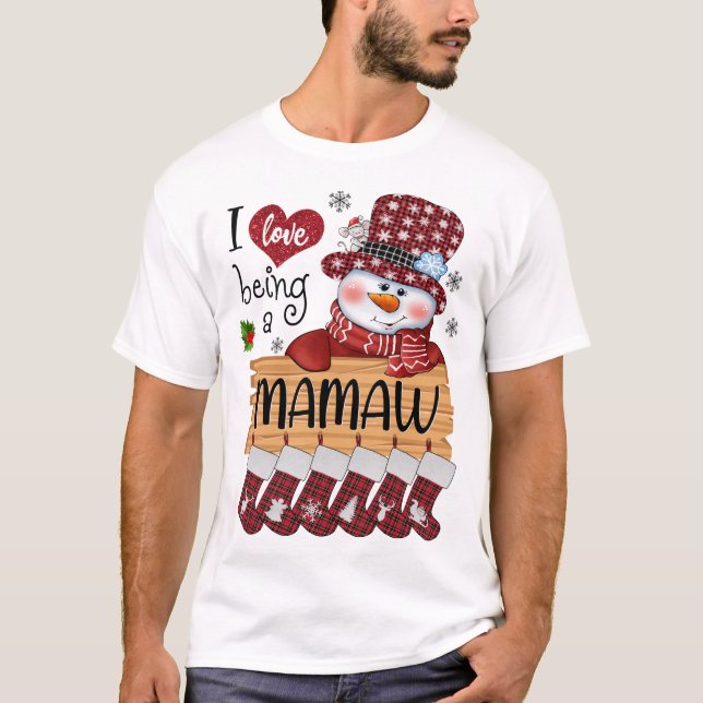 mamaw Snowman I Liebe ist ein mamaw Weihnachten Fu T-Shirt (Vorderseite)