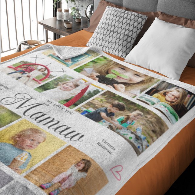 Mamaw We Liebe You Personalisiert Hearts Fleecedecke (Mamaw large custom fleece blanket add photos and text.)